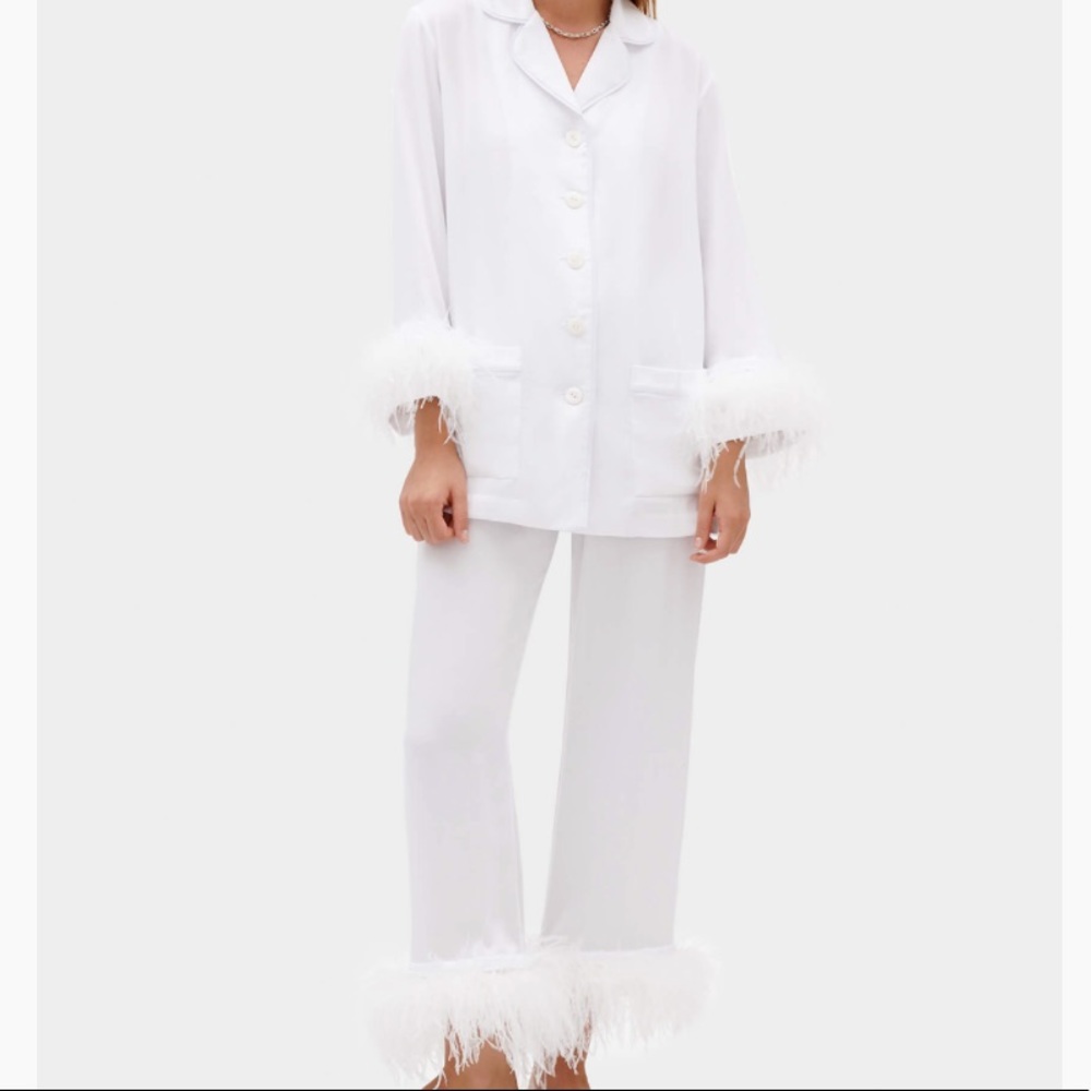 Daily Sleeper Pajama set - white feather top & bottom - XL